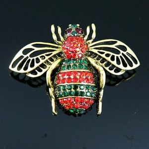 Red and Green Bee Pendant Brooch NWT-